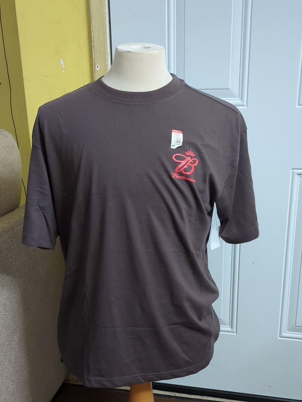 Budweiser Brown Short-Sleeve Crewneck T-Shirt with Red Logo